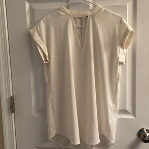 Express Cream Blouse with Keyhole Detail